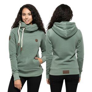 Naketano Darth Mack Velour Cowl Hoodie Sage Green Rope Detail Size S